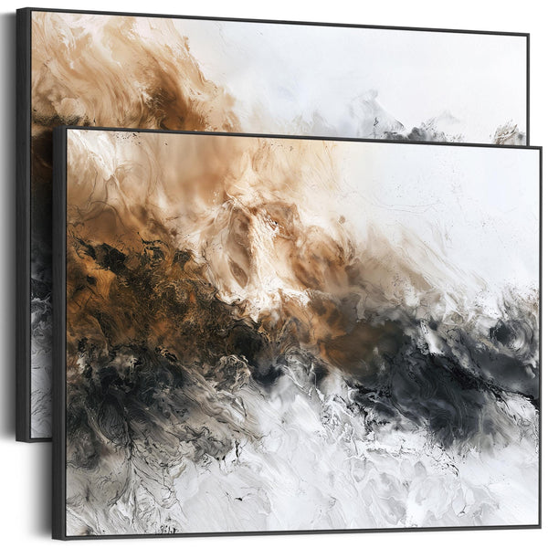 Large Oversized Abstract Wall Art - Convergence - Framed Pair of Canvases