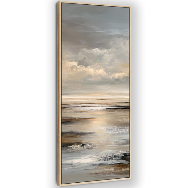 Tall Neutral Beige Entrance Hall Framed Canvas Art for Hallway