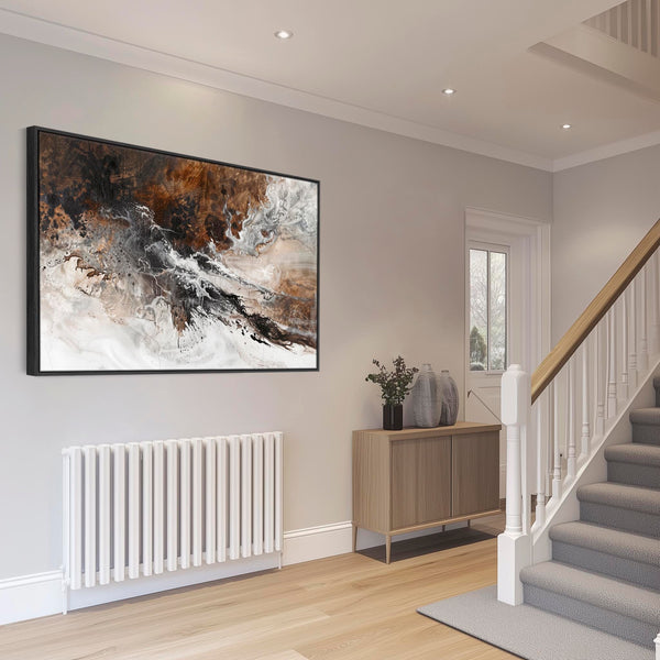 Brown White Wall Art - Walnut Dusk - Framed Abstract Art
