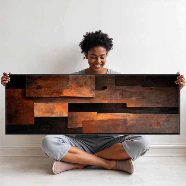 Wide Rust Brown Orange Horizontal Wall Art - Molten Earth
