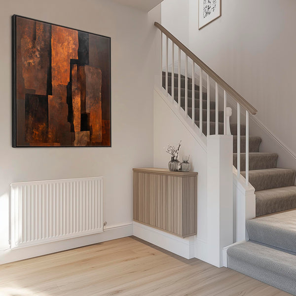 Rust Brown Orange Abstract Wall Art - Forged Embers