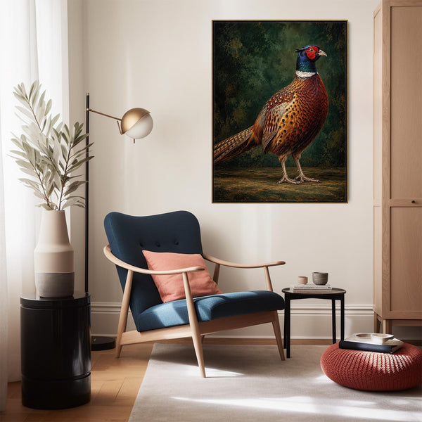Ring Neck Pheasant - Framed Game Bird Canvas Wall Art - Hector