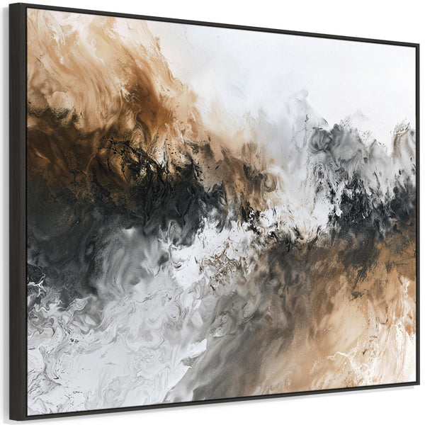 Brown Grey Abstract Wall Art - Tan Aura - Framed Artwork