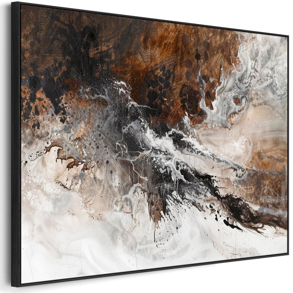 Brown White Wall Art - Walnut Dusk - Framed Abstract Art