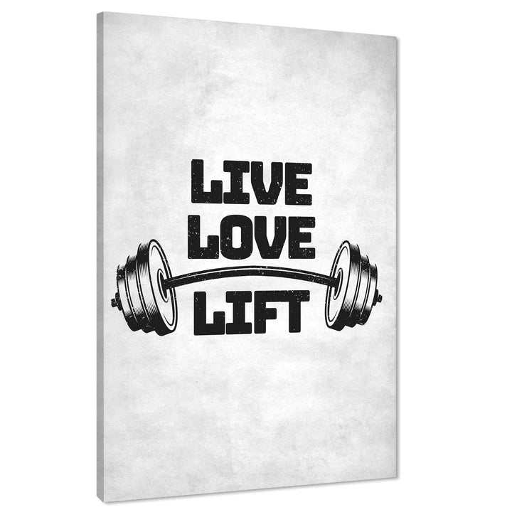 Weight Lifting - Live Love Lift Canvas Art Pictures Black Grey - 1RP1013M