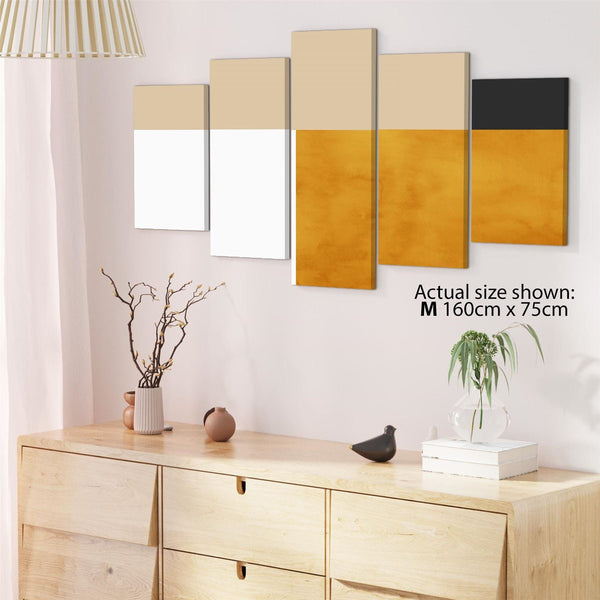 Abstract Mustard Yellow White Design Canvas Art Prints