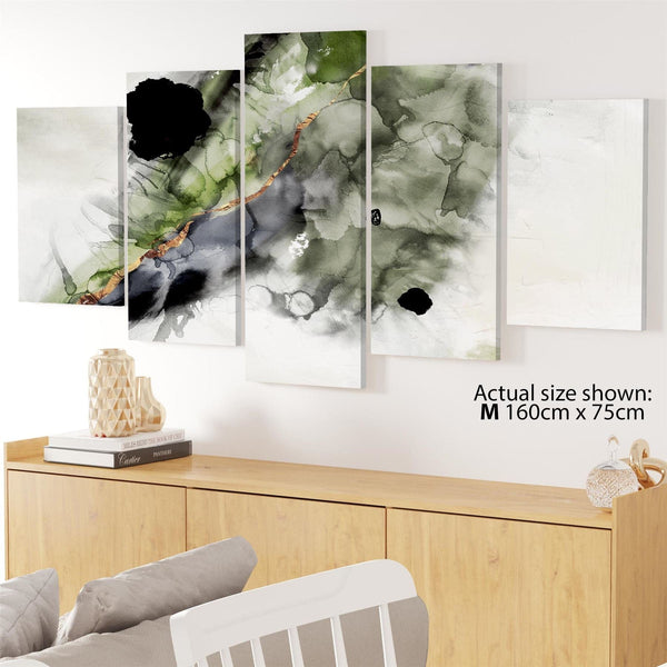Abstract Lime Green Grey Painting Canvas Wall Art Print