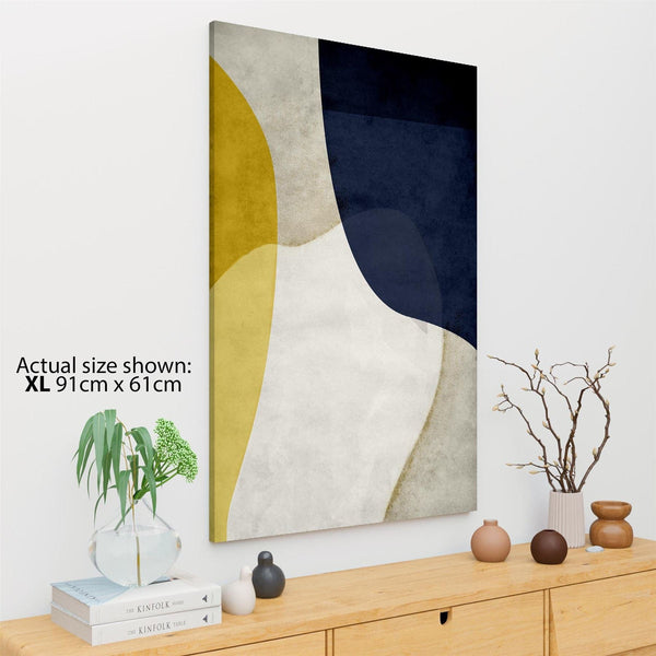 Abstract Mustard Navy Design Canvas Wall Art Print