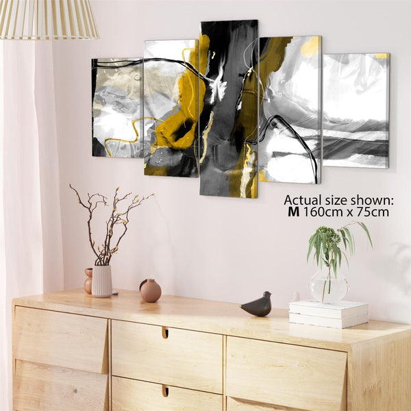 Abstract Mustard Grey Illustration Framed Art Pictures