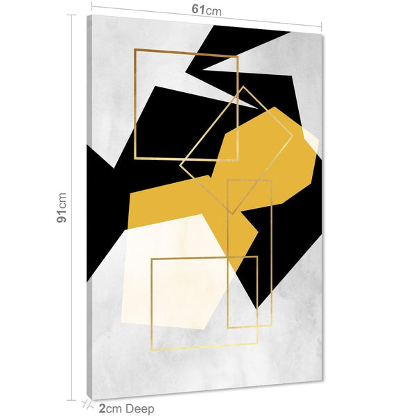 Mustard Yellow Black Geometric Canvas Art Pictures