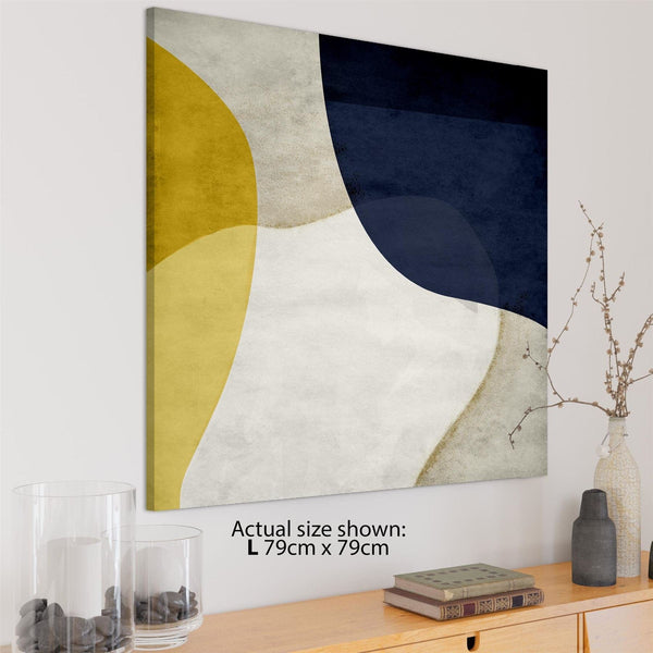 Abstract Mustard Navy Design Canvas Wall Art Print