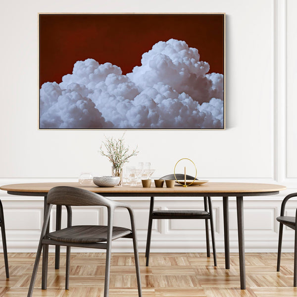 Extra Large Dark Red Clouds Living Room Wall Art Canvas