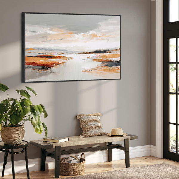 Abstract Rust Landscape - Framed Wall Art - Orange Grey