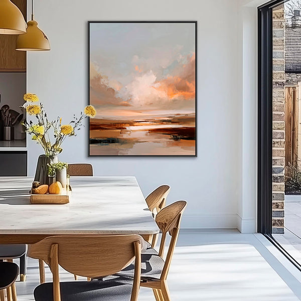 Abstract Landscape - Umber Rust Sunrise Framed Wall Art Print