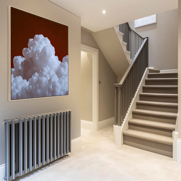 Dark Red Clouds Burgundy Framed Wall Art Canvas