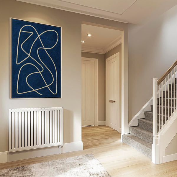 Blue White Abstract Framed Canvas Matisse Style - Exploration