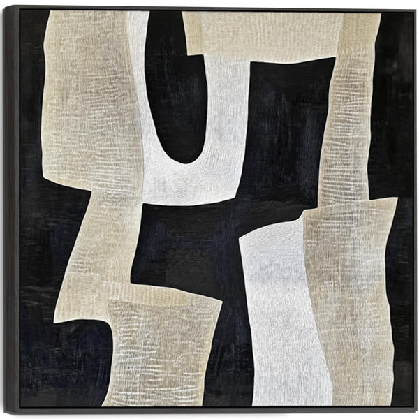 Kitchen Artwork Print Framed Canvas Abstract Beige Cream Black