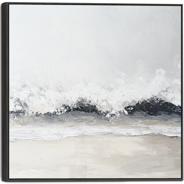 Abstract Greige Grey Beige Framed Wall Art Canvas Print for Kitchen