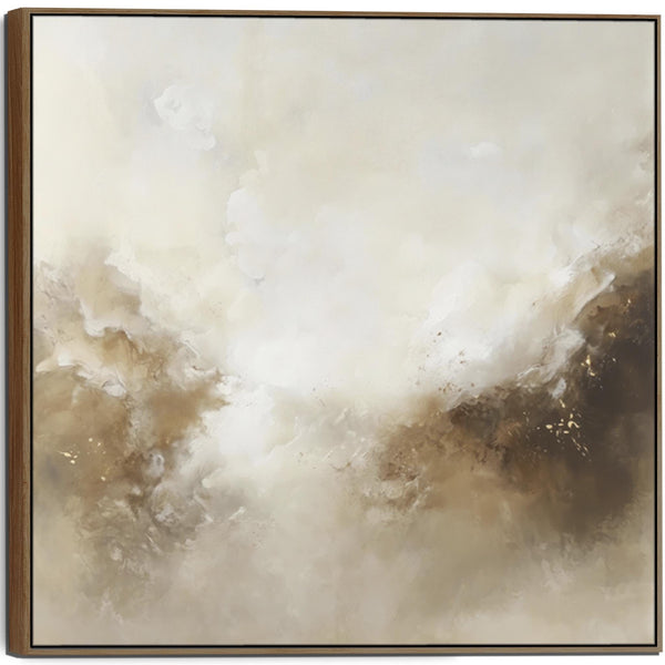 Bedroom Artwork Print Framed Canvas Brown Cream Abstract