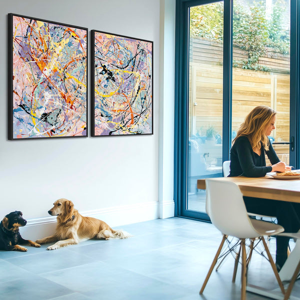 Colourful Abstract Art Splash - Kitchen Canvas Pictures Framed