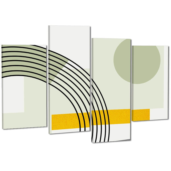 Abstract Sage Green Yellow Geometric Design Canvas Art Prints