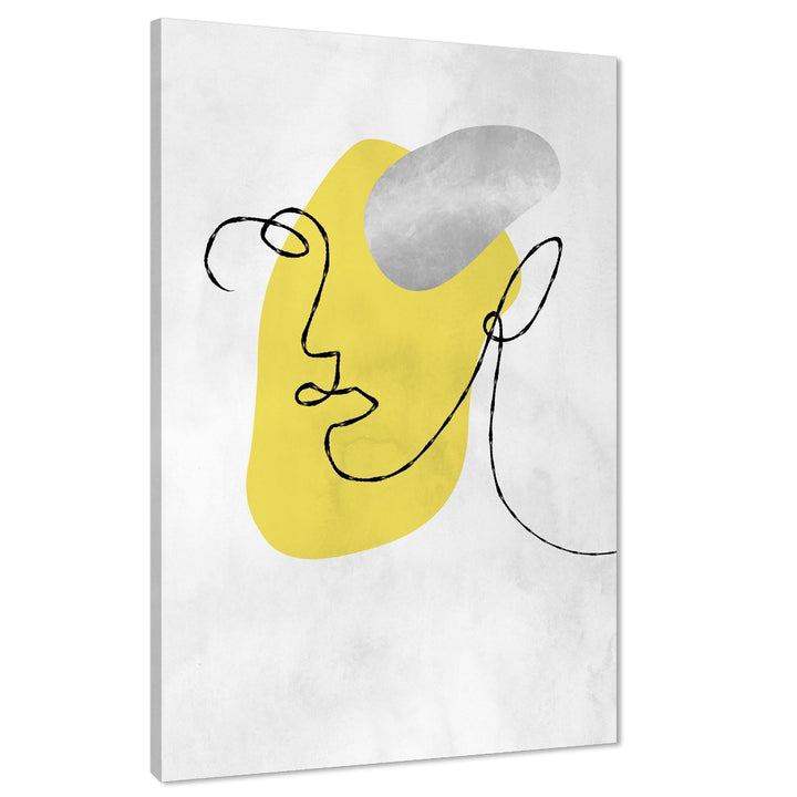 Abstract Yellow Silver Face Line Art Canvas Art Prints - 1RP1460M