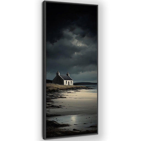 Tall Framed Scottish Print on Canvas Coastal Retreat