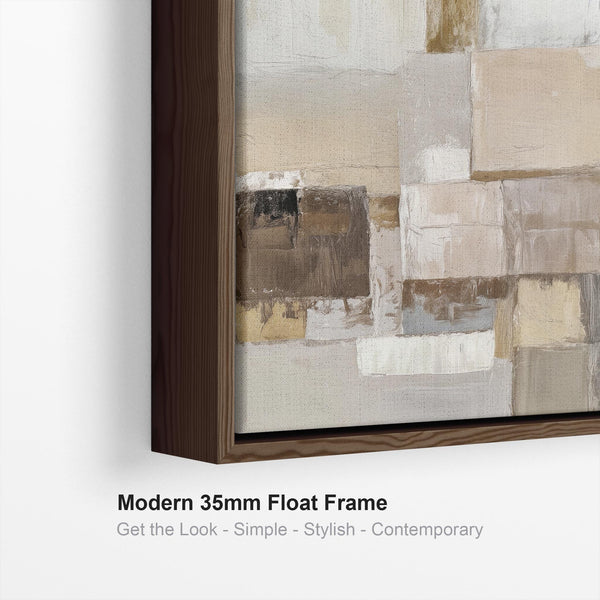 Living Room Canvas Picture - Framed Lounge Art Coffee & Cream
