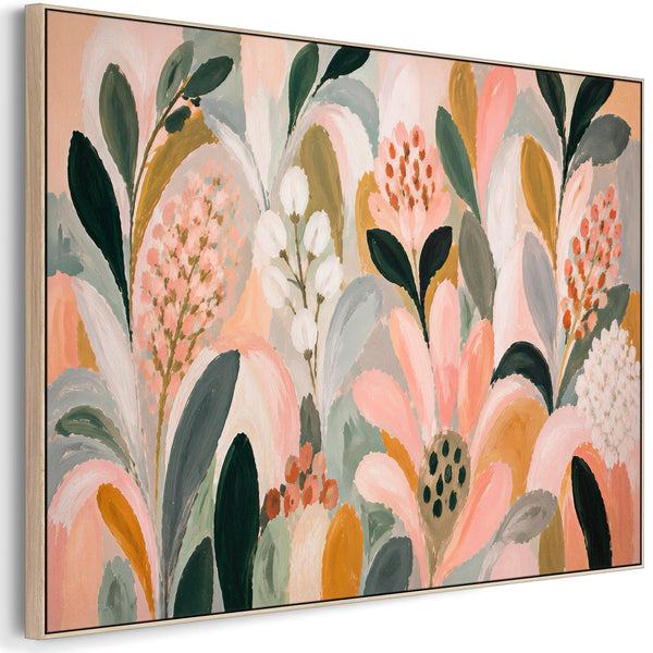 Colourful Abstract Floral Framed Wall Art Canvas Print