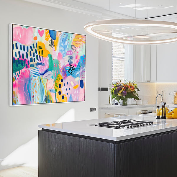 Unusual Framed Wall Art Multi-Coloured Colourful Abstract - Indulgence