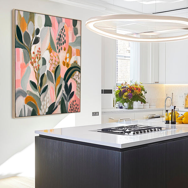 Colourful Kitchen Floral Wall Art Canvas - Frame Included