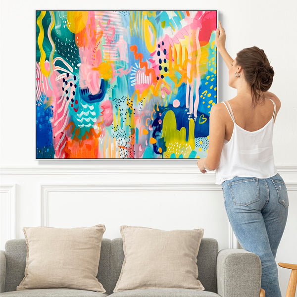 Multi-Coloured Unique Abstract Framed Wall Art Colourful Illusions