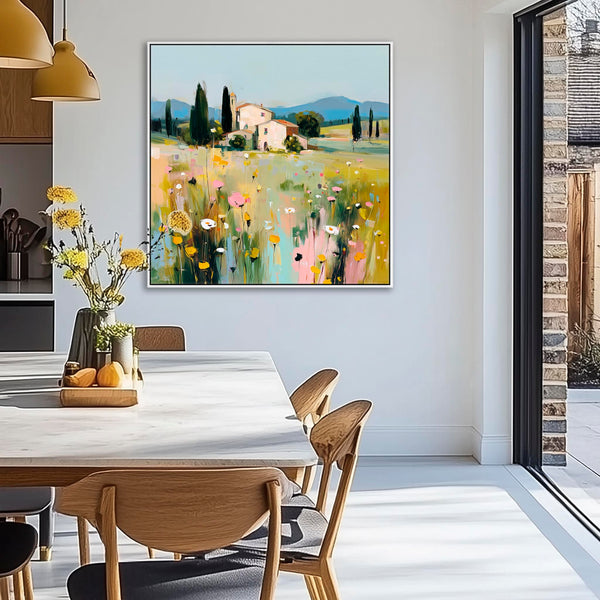 Colourful Italy Tuscany Landscape Framed Canvas Artwork Print