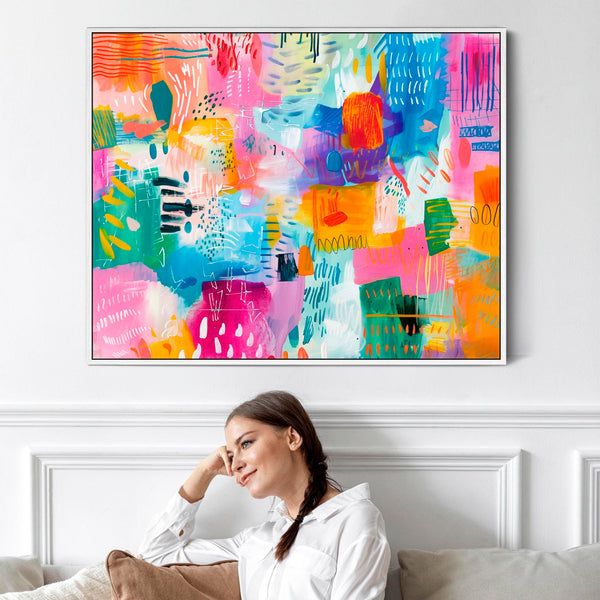Multi-Coloured Unique Abstract Framed Wall Art Colourful Moods