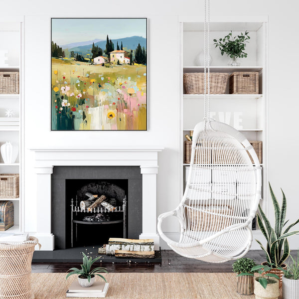 Colourful Tuscany Landscape 2 Framed Wall Art Canvas