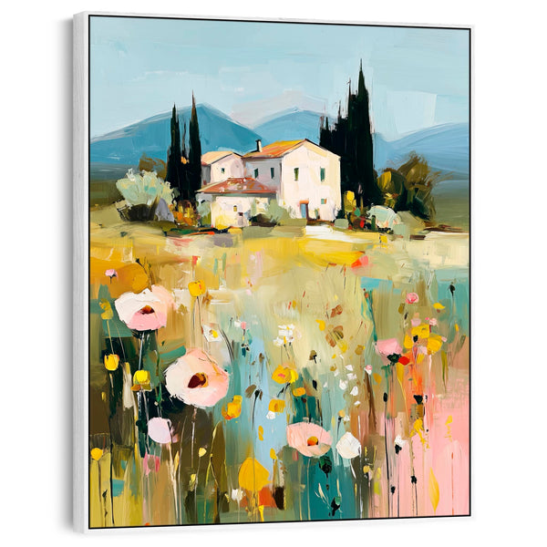 Colourful Tuscany Landscape 3 Wall Art Canvas Print Framed