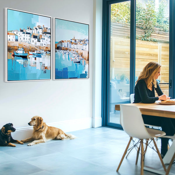 Cornwall Memories Framed Seaside Canvases - Coastal Pair of Artwork
