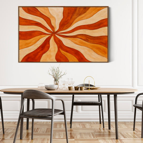 Orange Rust Abstract Framed Wall Art - Cozy Sunburst