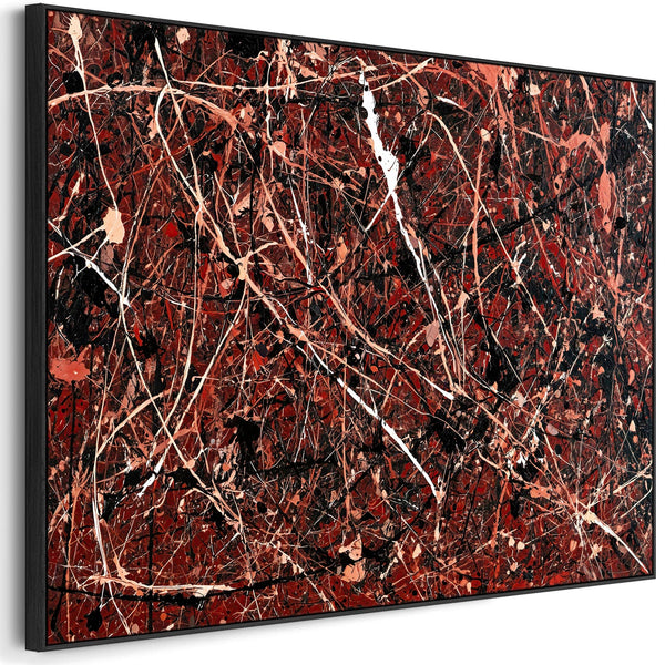 Large Maroon Red Framed Abstract Canvas Picture - XL - Splash