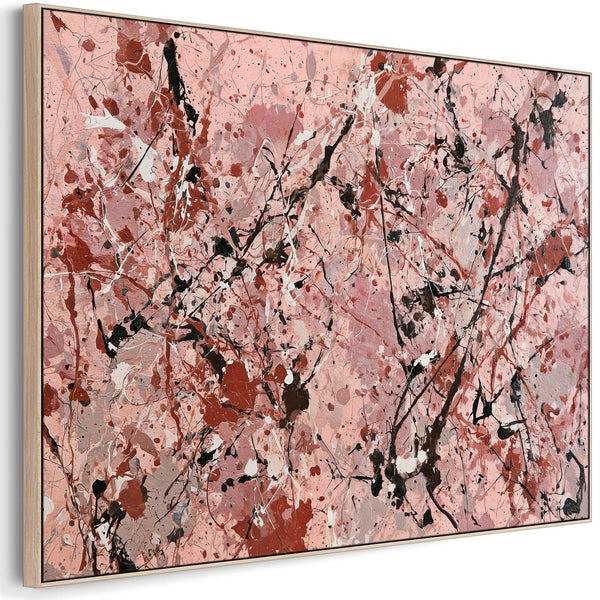 Salmon Pink Abstract Framed Wall Art Canvas - Blush Storm
