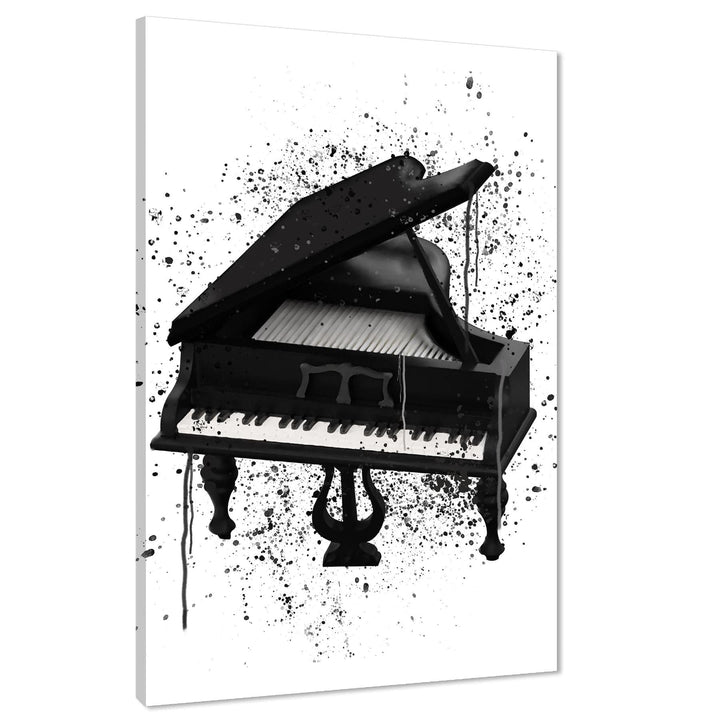 Grand Piano Canvas Wall Art Picture Black and White Music Themed - 1RP1149M