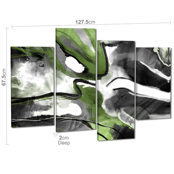 Abstract Lime Green Black Graphic Canvas Art Prints