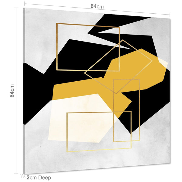 Mustard Yellow Black Geometric Canvas Art Pictures