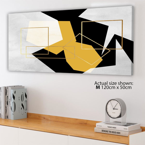 Mustard Yellow Black Geometric Canvas Art Pictures