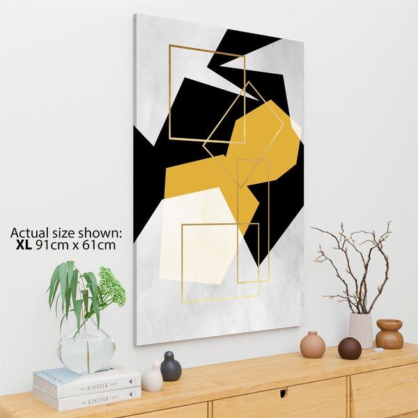 Mustard Yellow Black Geometric Canvas Art Pictures