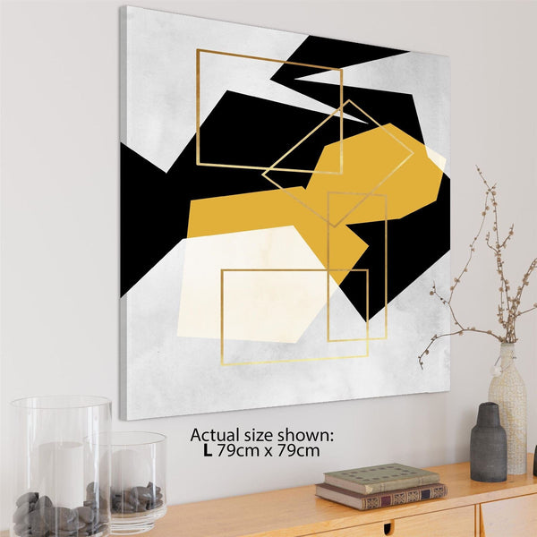 Mustard Yellow Black Geometric Canvas Art Pictures