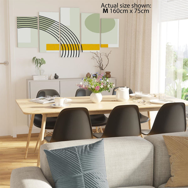 Abstract Sage Green Yellow Geometric Design Canvas Art Prints