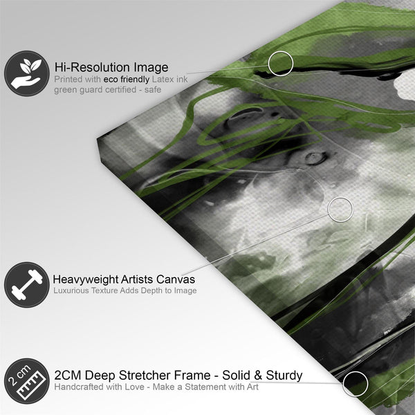 Abstract Lime Green Black Graphic Canvas Art Prints