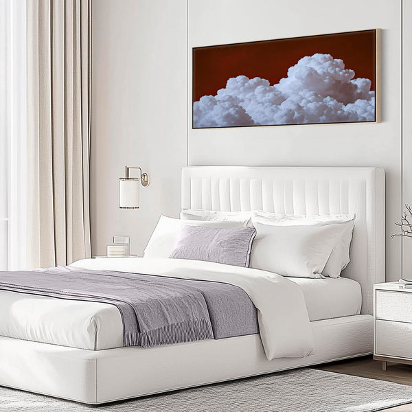 Wide Dark Red Clouds Burgundy Panoramic Wall Art Canvas