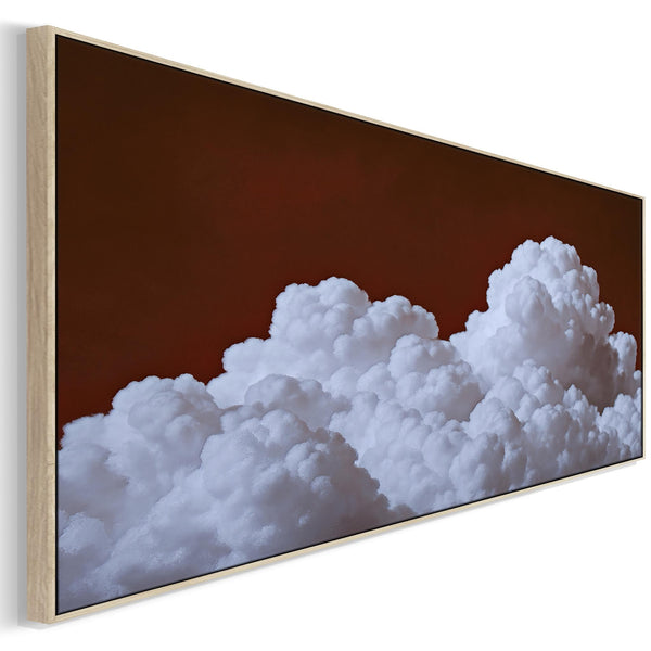 Wide Dark Red Clouds Burgundy Panoramic Wall Art Canvas